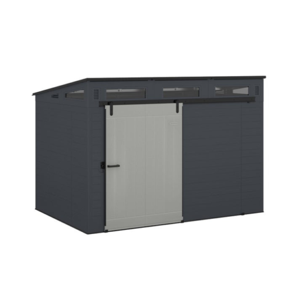 Suncast Modernist 10′ x 7′ Sliding Door Storage Shed – Ash Woodcast Finish, 483 Cu. Ft. Capacity