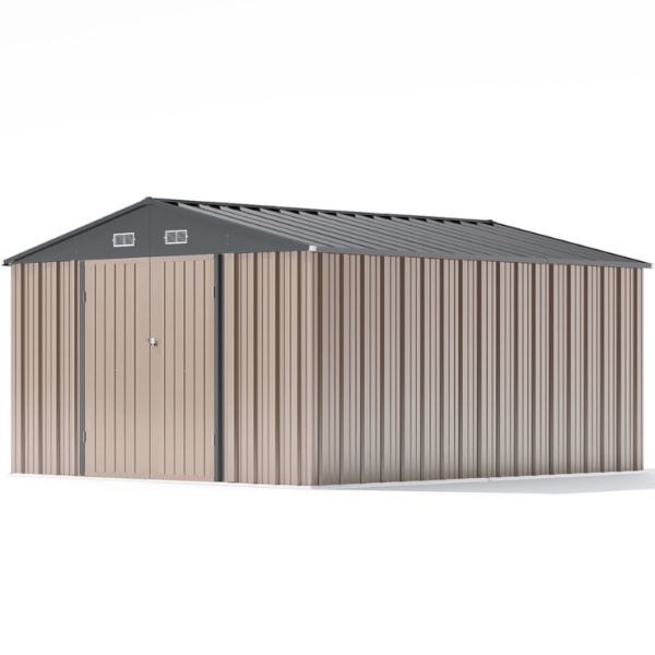 Patiowell 10 ft. x 12 ft. Metal Outdoor Storage Shed – Brown